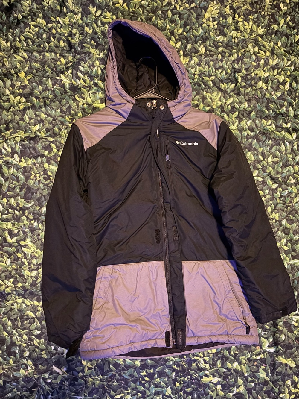 Columbia Black and Grey Hooded Puffer Jacket